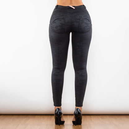 Black Camo Middle Waist Leggings