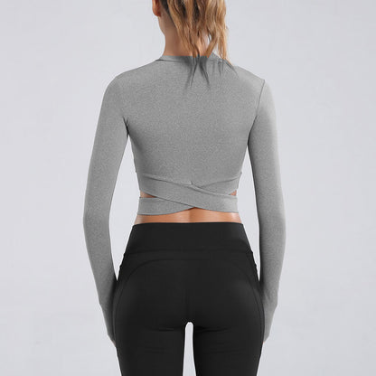 Yoga Crop Top Cross Long Sleeve