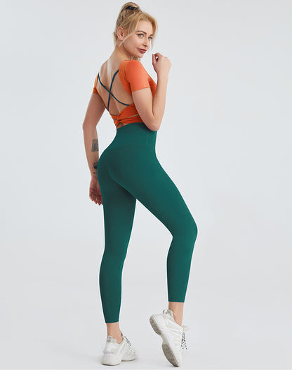 Dual Color Open Back Yoga Leggings Set