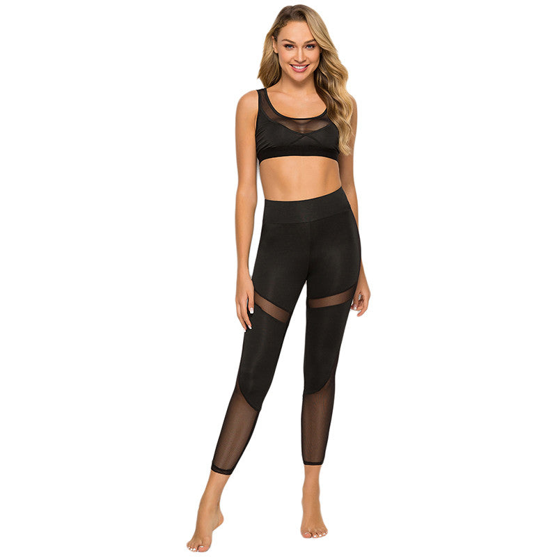 High Waist Mesh Blend Yoga Leggings