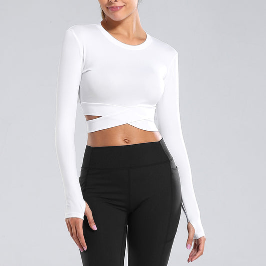 Yoga Crop Top Cross Long Sleeve