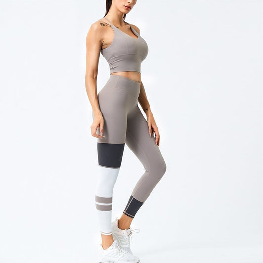 Contrast Striped Yoga Legging Set