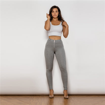 Gray Cotton High Waist Lifting Leggings