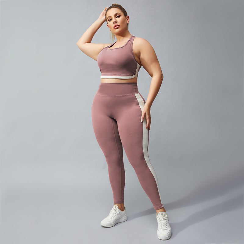 Plus Size Contrast Color Legging Set