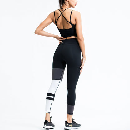 Contrast Striped Yoga Legging Set