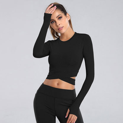 Yoga Crop Top Cross Long Sleeve