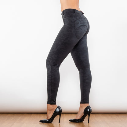 Black Camo Middle Waist Leggings