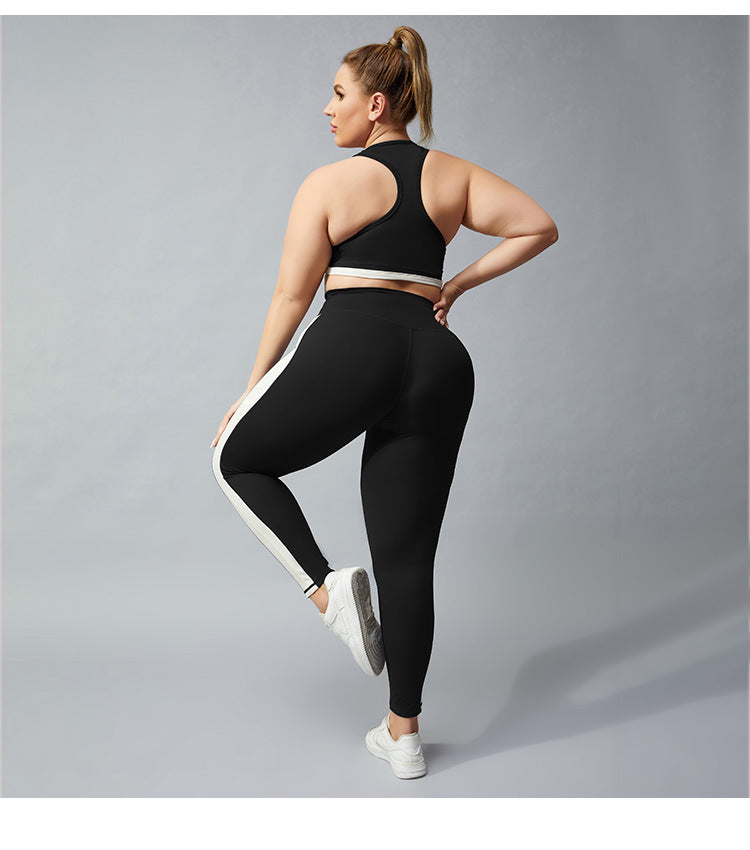 Plus Size Contrast Color Legging Set