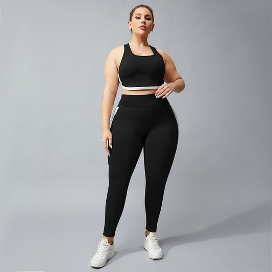 Plus Size Contrast Color Legging Set