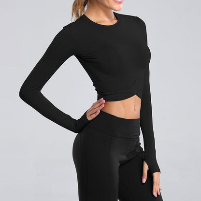 Yoga Crop Top Cross Long Sleeve