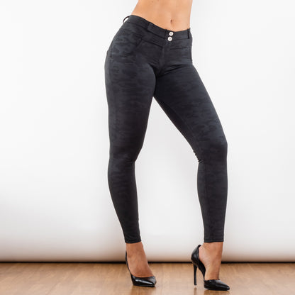 Black Camo Middle Waist Leggings