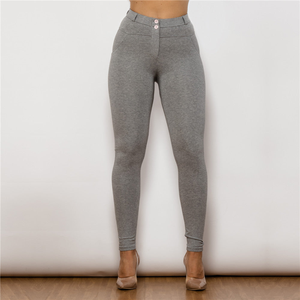 Gray Cotton High Waist Lifting Leggings