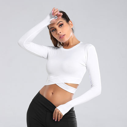 Yoga Crop Top Cross Long Sleeve