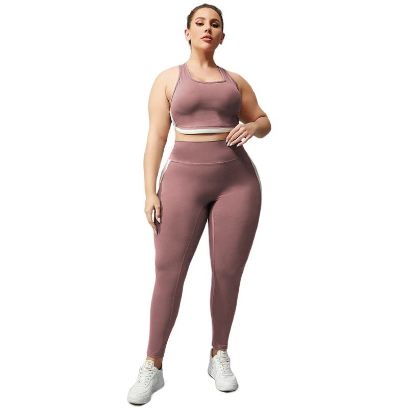 Plus Size Contrast Color Legging Set