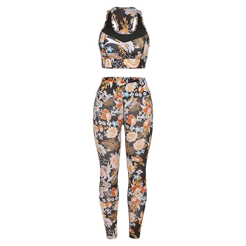 Floral Printed Yoga Leggings Set