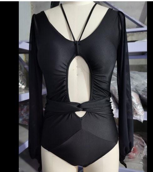 Vintage One Piece Long Sleeve Swimsuit