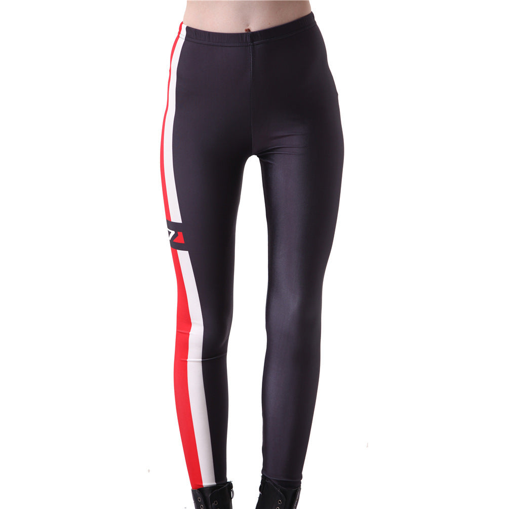 Printed Striped Skinny Leggings