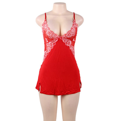 Plus Size Lace Jacquard Suspender Nightdress