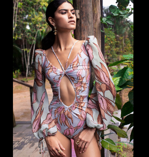 Vintage One Piece Long Sleeve Swimsuit