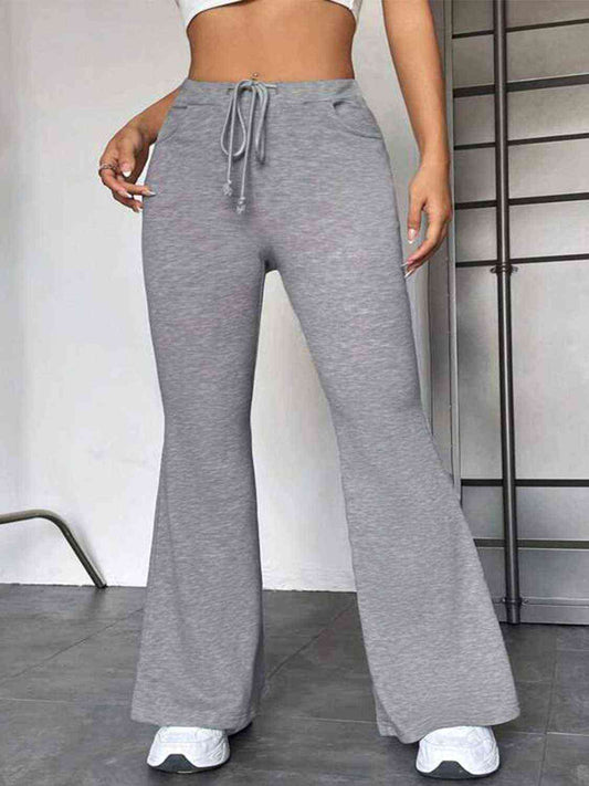 Drawstring Flare Sweatpants with Pockets