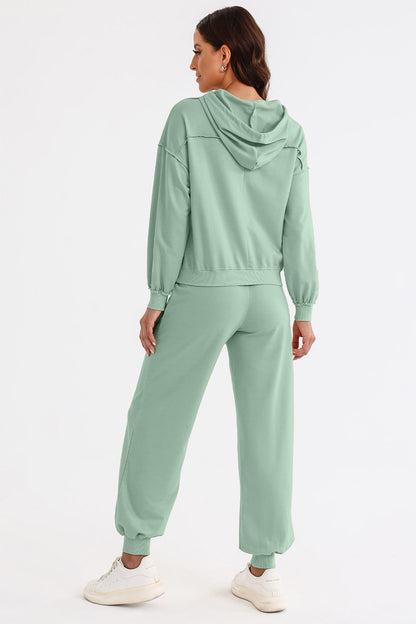 Cutout Drawstring Hoodie and Joggers Active Set